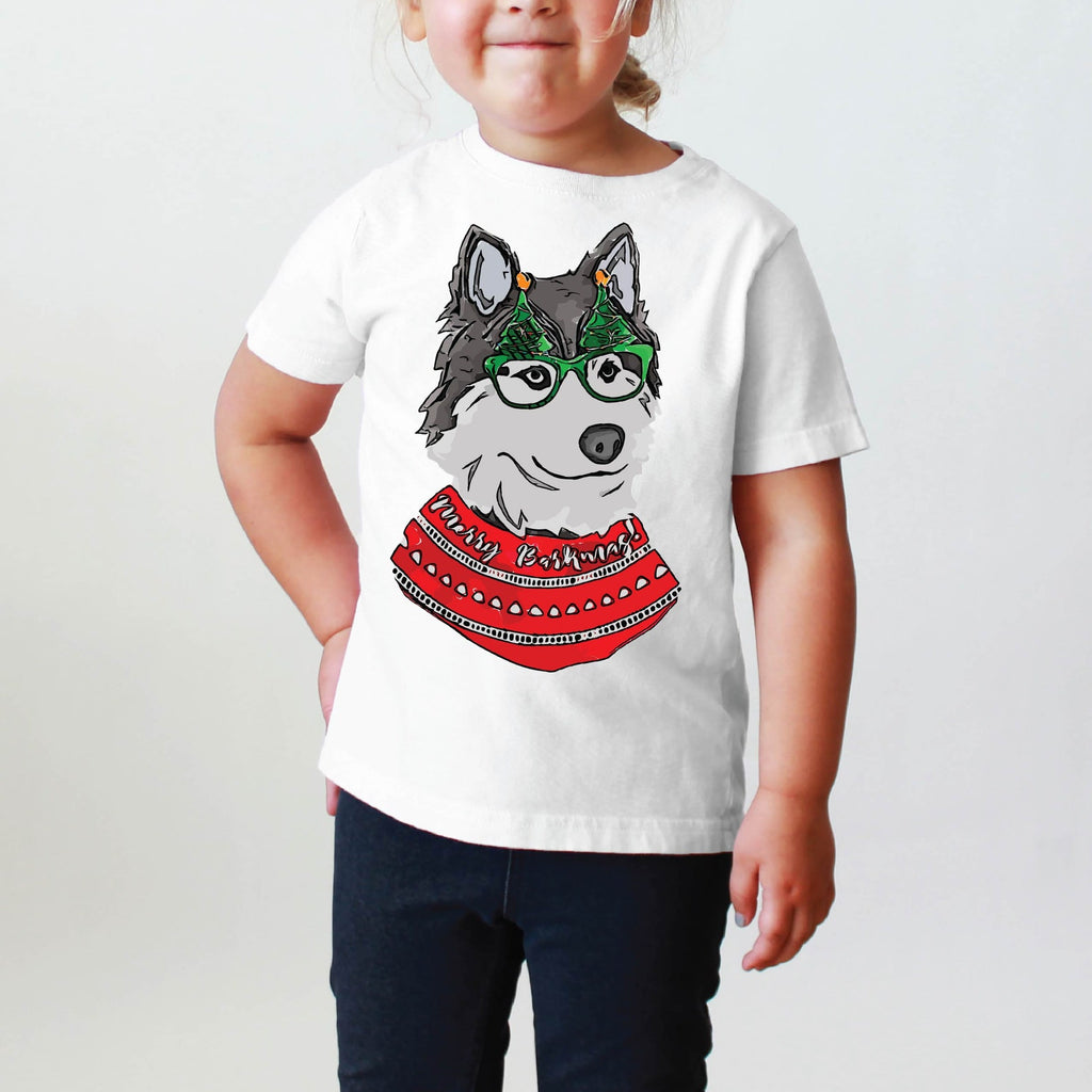 INFANT, TODDLER, or YOUTH Siberian Husky Christmas Tee T-Shirt
