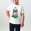 INFANT, TODDLER, or YOUTH Siberian Husky Festive Christmas Tee T-Shirt