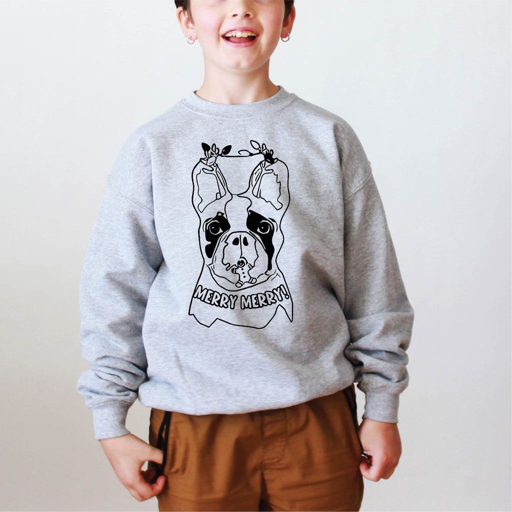 Frenchie French Bulldog Festive Christmas Pick a Style Toddler OR Youth Sweatshirt or Hoodie
