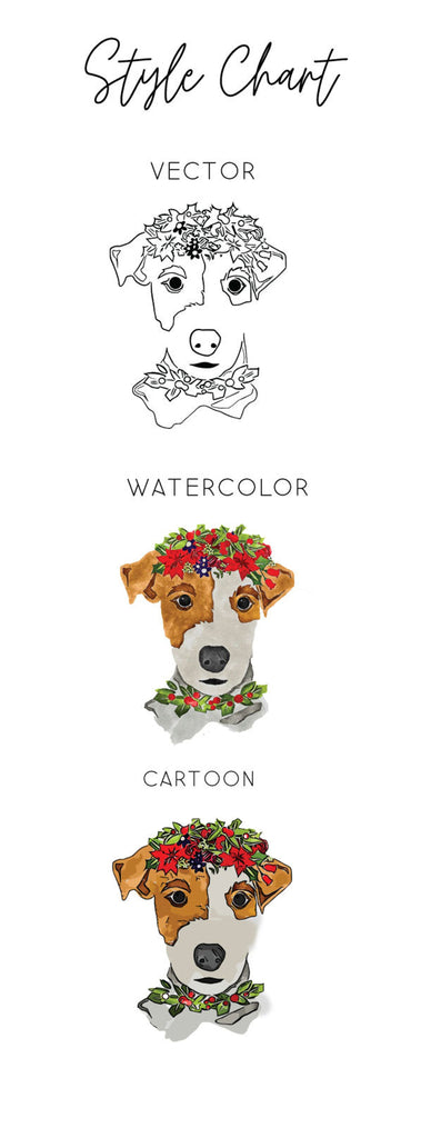 Barkley & Wagz - Style Chart for Jack Russell JRT - Vector, Watercolor, Cartoon