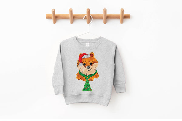 Pomeranian Festive Christmas Pick a Style Toddler OR Youth Sweatshirt or Hoodie