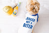 Judger Not a Biter Dog Raglan T-Shirt in Blue and White