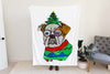 Christmas English Bulldog Fleece Blanket or Woven Throw Christmas Blanket