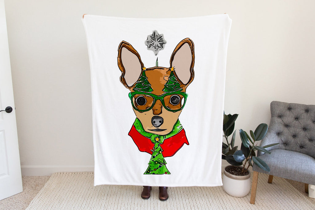 Christmas Chihuahua Fleece Blanket or Woven Throw Christmas Blanket