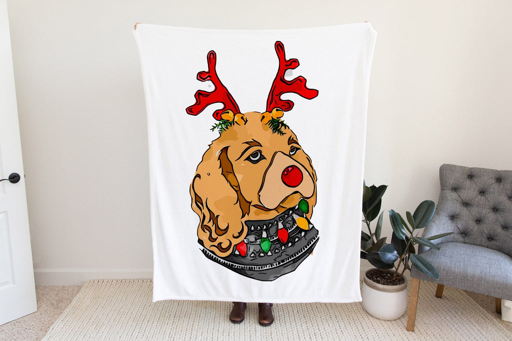 Christmas Cocker Spaniel Fleece Blanket or Woven Throw Christmas Blanket