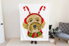 Christmas Blonde, Black, or Brown Doodle Candy Canes Fleece Blanket or Woven Throw Blanket