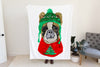 Christmas Frenchie French Bulldog Fleece Blanket or Woven Throw Christmas Blanket