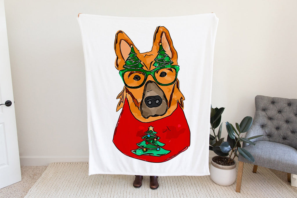 Christmas German Shepherd GSD Fleece Blanket or Woven Throw Christmas Blanket