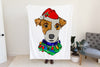 Christmas Jack Russell Terrier JRT Fleece Blanket or Woven Throw Christmas Blanket