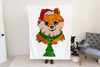 Christmas Pomeranian Fleece Blanket or Woven Throw Christmas Blanket