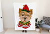 Festive Yorkie Yorkshire Terrier Fleece Blanket or Woven Throw Christmas Blanket