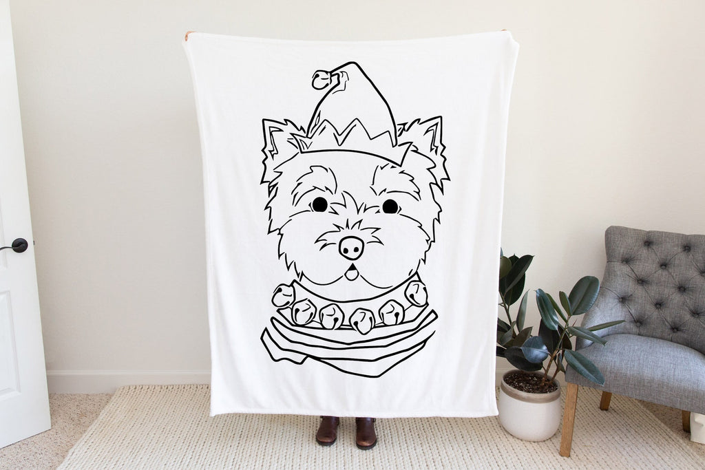 Festive Yorkie Yorkshire Terrier Fleece Blanket or Woven Throw Christmas Blanket