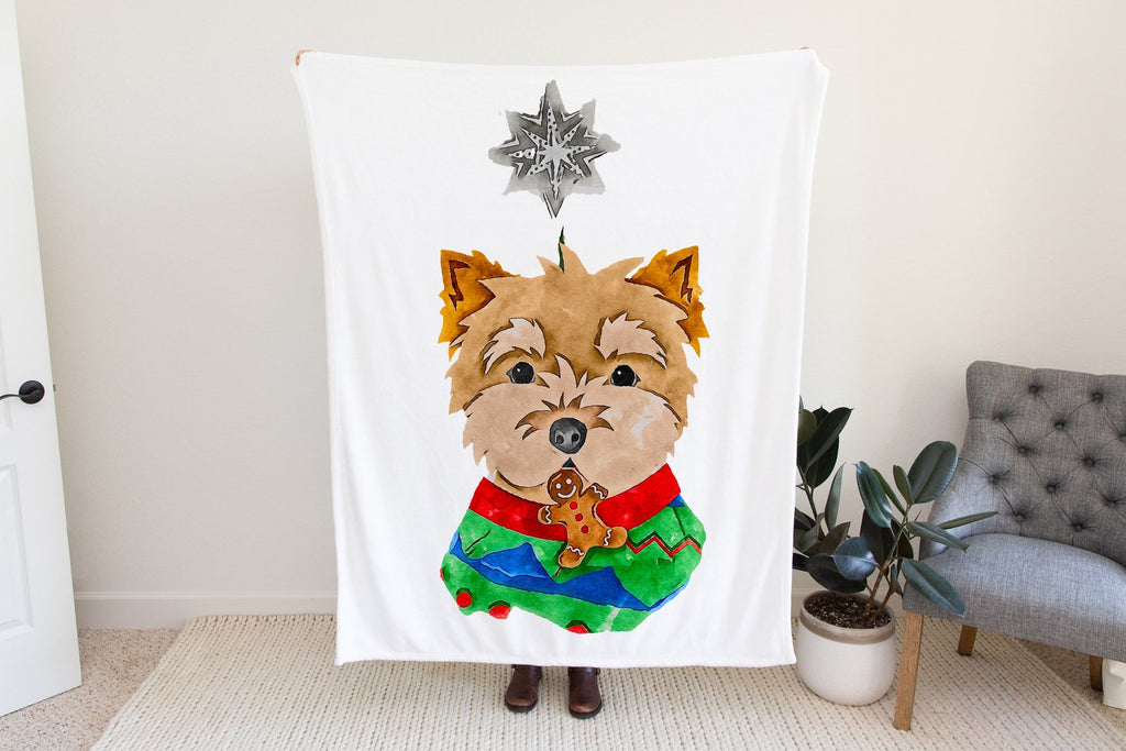 Yorkie Yorkshire Terrier Fleece Blanket or Woven Throw Christmas Blanket