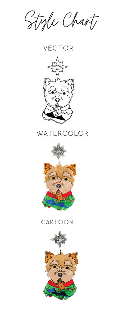 Barkley & Wagz - Style Chart for Yorkshire Terrier Yorkie - Vector, Watercolor, Cartoon