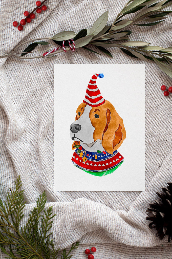 Beagle Single Card or Notecard Set Christmas Dog Notecards