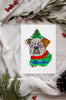 English Bulldog Single Card or Notecard Set Christmas Festive Dog Notecards