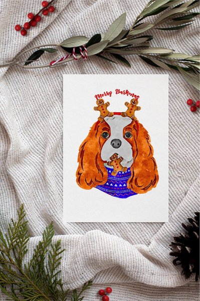 Cavalier King Charles CKCS Single Card or Notecard Set Christmas Dog Notecards