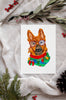German Shepherd GSD Single Card or Notecard Set Christmas Dog Notecards