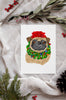 Black or Brown Pug Single Card or Notecard Set Festive Star Christmas Dog Notecards