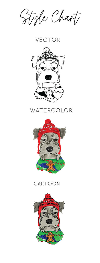 Barkley & Wagz - Design Chart for Schnauzer - Vector, Watercolor, Cartoon