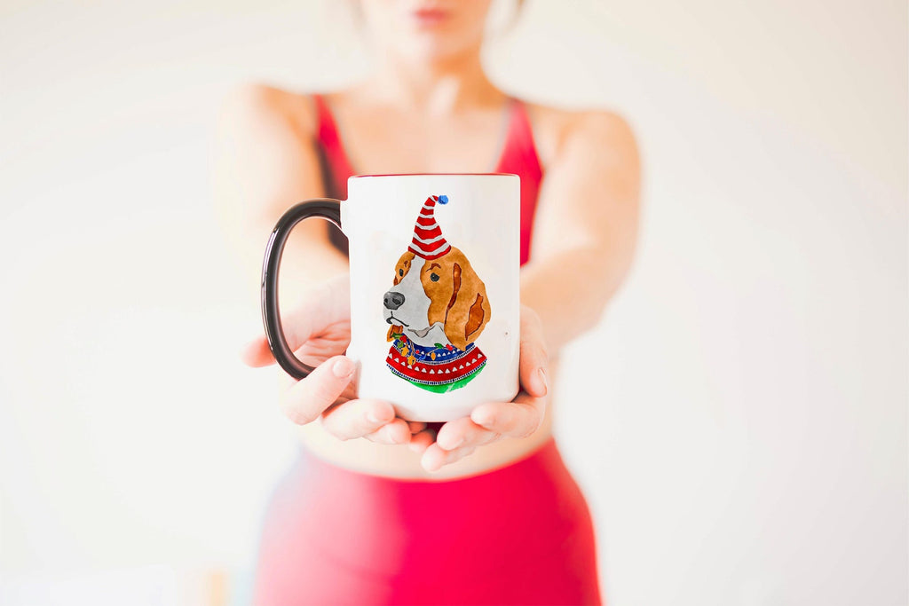 Beagle Hound Elf Christmas Dog Holiday Mug
