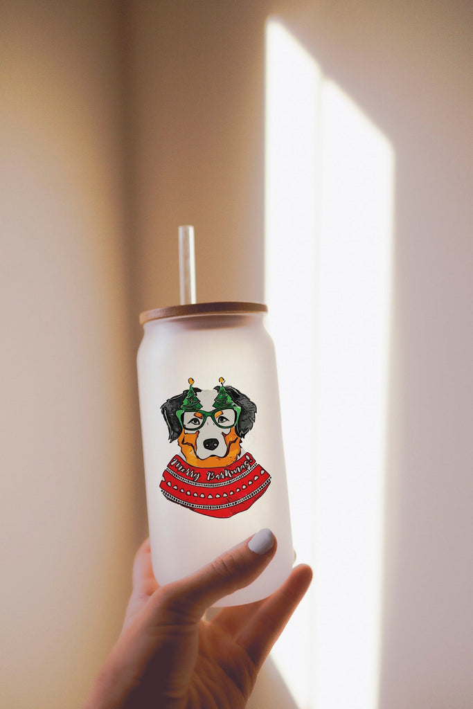 16, 20, or 25 oz Australian Shepherd Aussie Christmas Dog Frosted Beer Can Cup