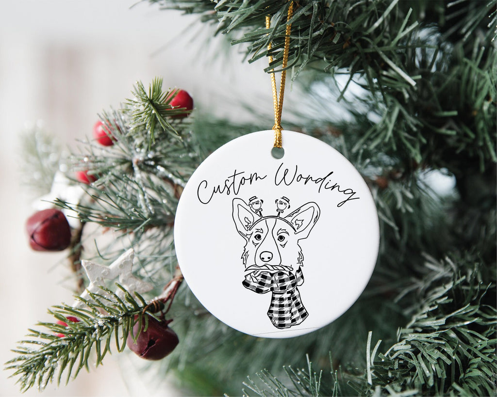 Custom Single or Set of Pembroke Welsh Corgi Ceramic Christmas Ornaments