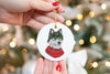Custom Single or Set of Husky Festive Ceramic Christmas Ornaments