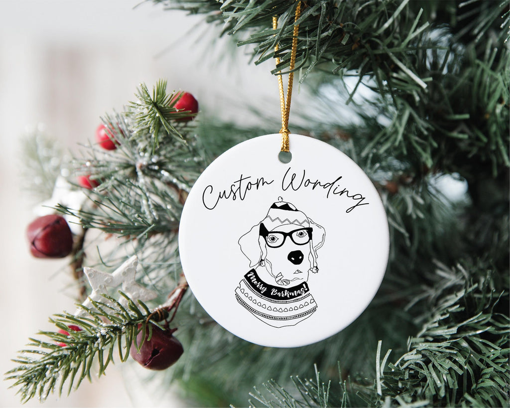 Custom Single or Set of Silver, Brown, Yellow, or Black Labrador Retriever Ceramic Christmas Ornaments