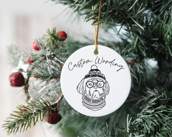 Custom Single or Set of Shih Tzu Festive Ceramic Christmas Ornaments