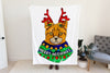 Taupe, Grey, Black, or Orange Festive Cat Fleece Blanket or Woven Throw Christmas Blanket