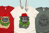 Black or Brown Pug Long Sleeve or Short Sleeve Unisex Christmas T-Shirt