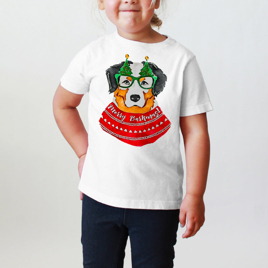 INFANT, TODDLER, or YOUTH Australian Shepherd Aussie Festive Christmas T-Shirt