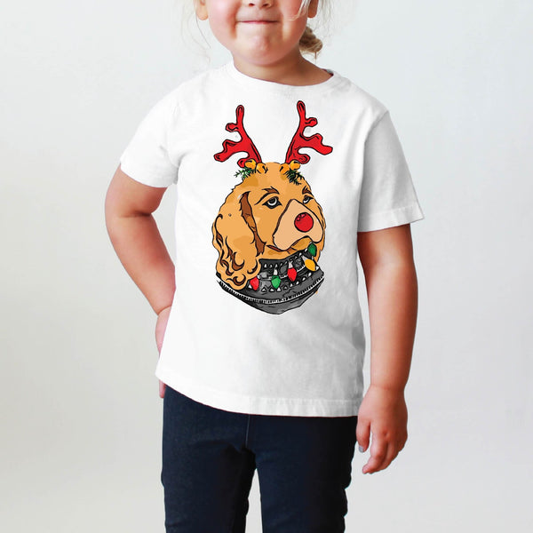 INFANT, TODDLER, or YOUTH Cocker Spaniel Festive Christmas Tee T-Shirt