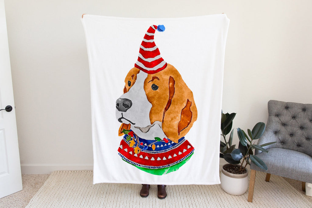 Christmas Beagle Fleece Blanket or Woven Throw Festive Christmas Blanket