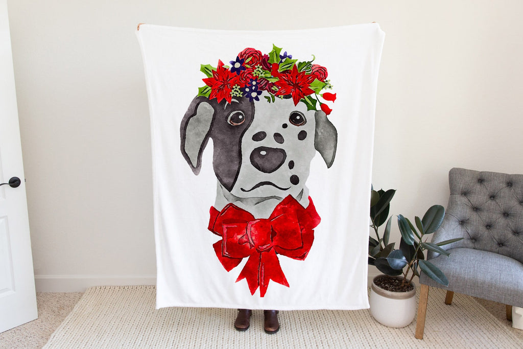 Christmas Dalmatian Fleece Blanket or Woven Throw Christmas Blanket