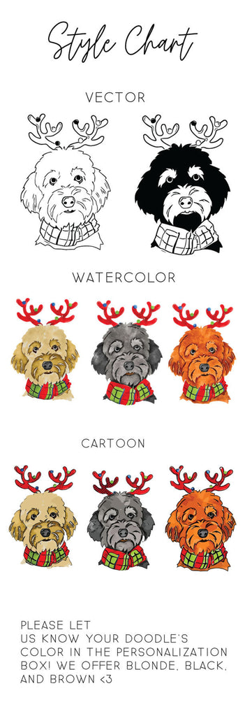 Barkley & Wagz - Doodle Style Chart - Vector, Watercolor, Cartoon - Black, Brown, or Blonde Doodle