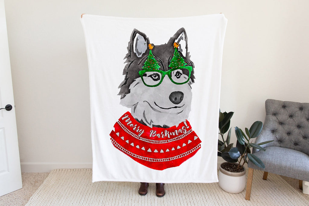 Christmas Husky Fleece Blanket or Woven Throw Christmas Blanket
