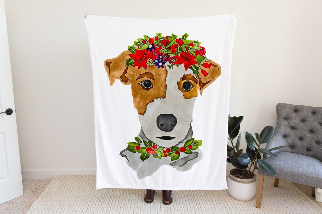 Christmas Jack Russell Terrier JRT Fleece Blanket or Woven Festive Throw Christmas Blanket
