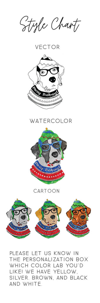 Christmas Black, Brown, Yellow, Silver, Black, or Black and White Labrador Fleece Blanket or Woven Throw Christmas Blanket - Style Chart: Vector, Watercolor, Cartoon