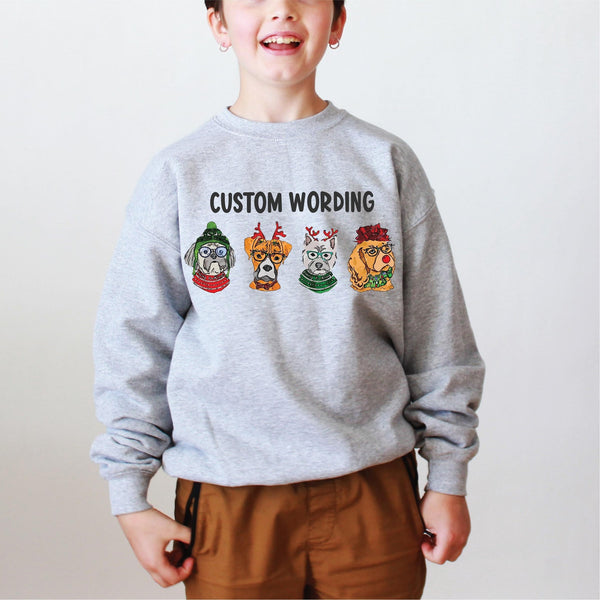 TODDLER or YOUTH Custom Wording Pick Your Christmas Dog Breed/s Sweatshirt
