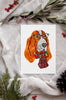 Basset Hound Single Card or Notecard Set Christmas Festive Dog Notecards