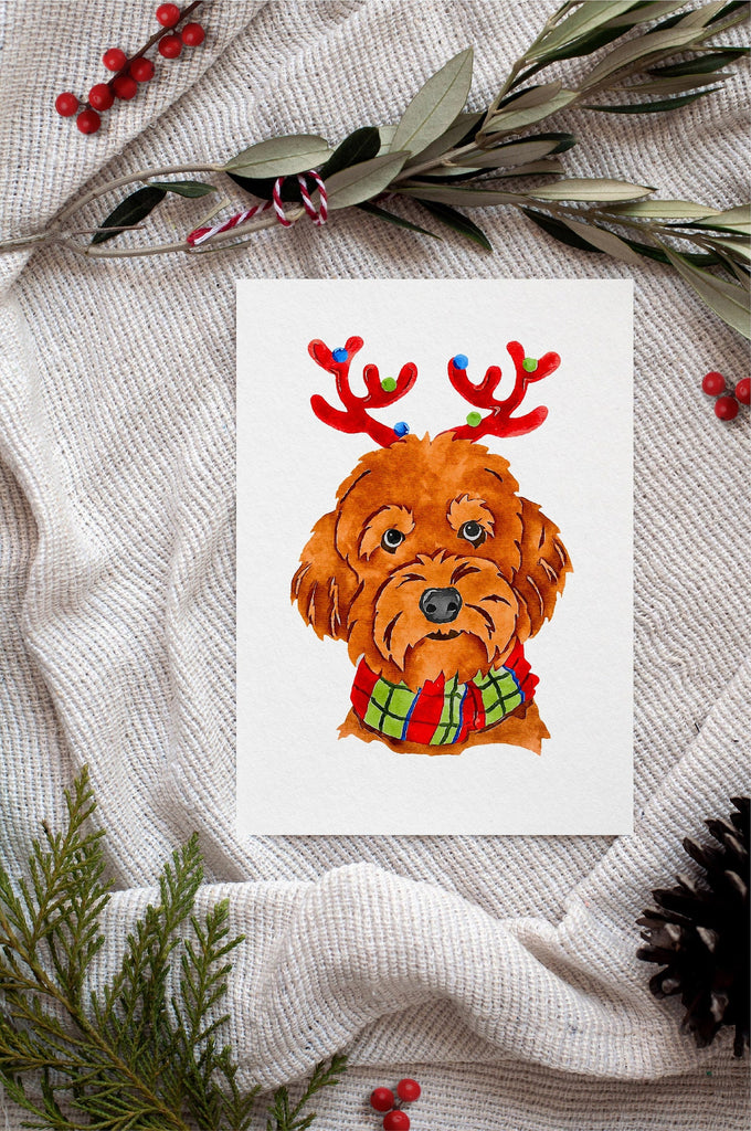 Golden, Black, or Brown Doodle Single Card or Notecard Set Christmas Dog Notecards