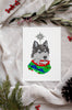 Husky Single Card or Notecard Set Christmas Dog Notecards