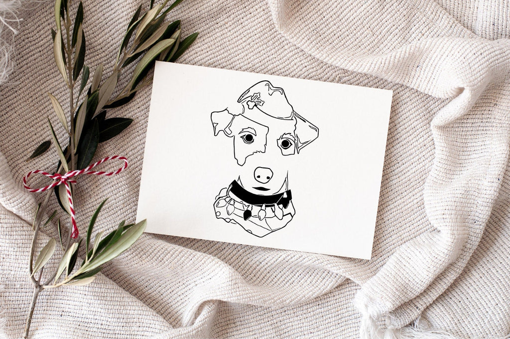 Jack Russell Terrier JRT Single Card or Notecard Set Festive Christmas Dog Notecards