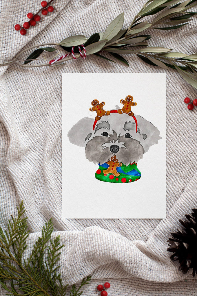 Maltese Terrier Single Card or Notecard Set Festive Christmas Dog Notecards