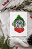 Shih Tzu Single Card or Notecard Set Festive Christmas Dog Notecards