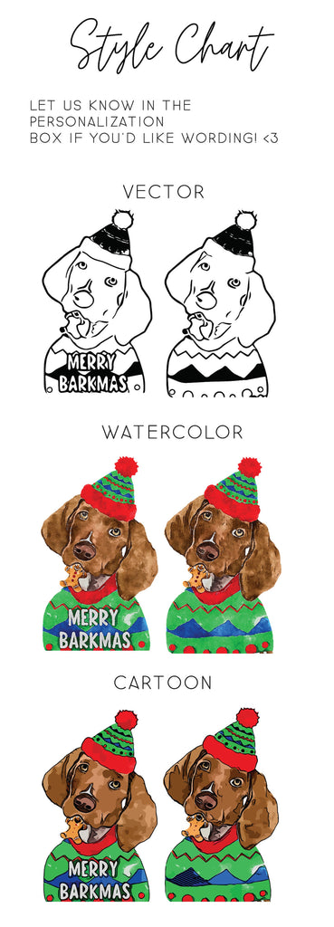Barkley & Wagz - Style Chart for German Shorthaired Pointer GSP - Vector, Watercolor, Cartoon
