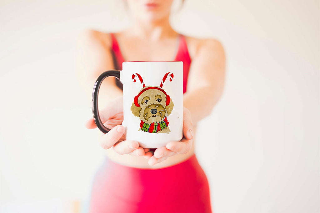 Black, Brown, or Blonde Doodle Festive Christmas Dog Holiday Mug
