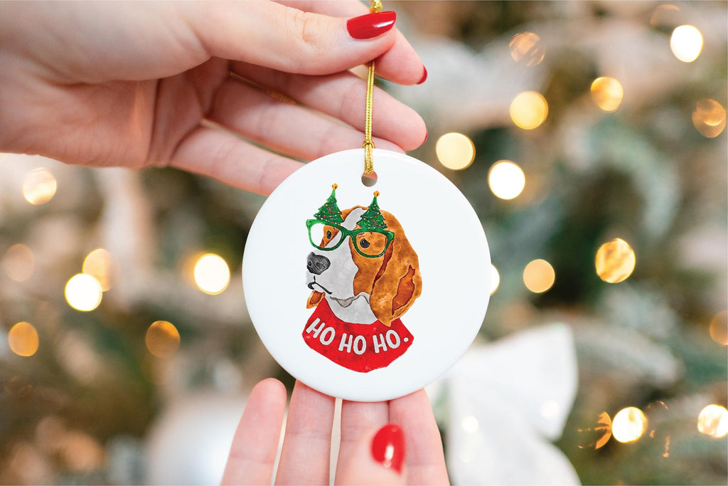 Custom Single or Set of Beagle Ceramic Christmas Ornaments